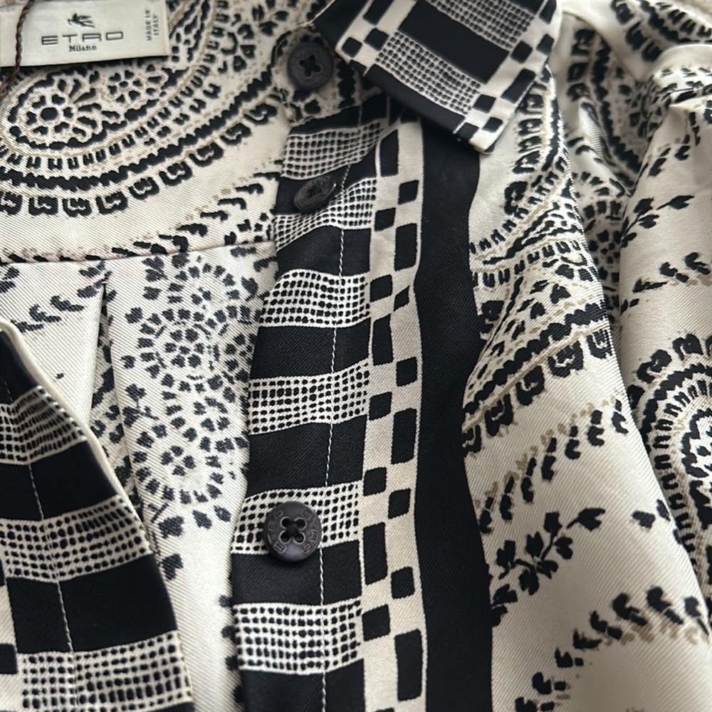 Authentic Etro 100% Silk, Button-Down, Long-Sleev… - image 8